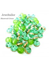 Deluxe Shamrock Green Glass Bead Mix 8mm + FREE Spiral Metal Bonus Beads ~ Stylish Jewellery Making